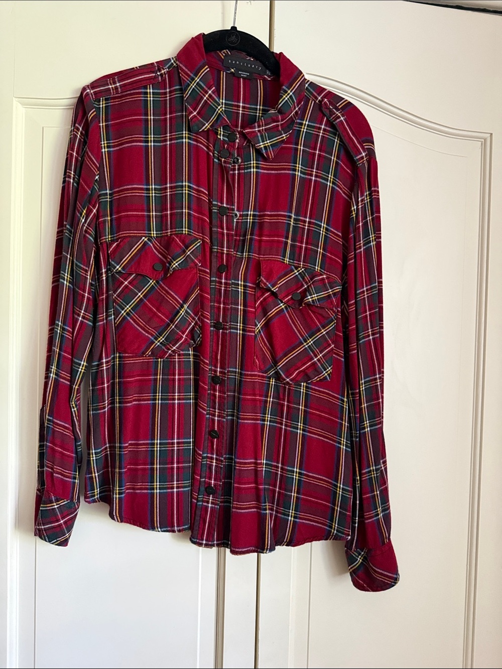Sanctuary Red Plaid Button-Down Shirt